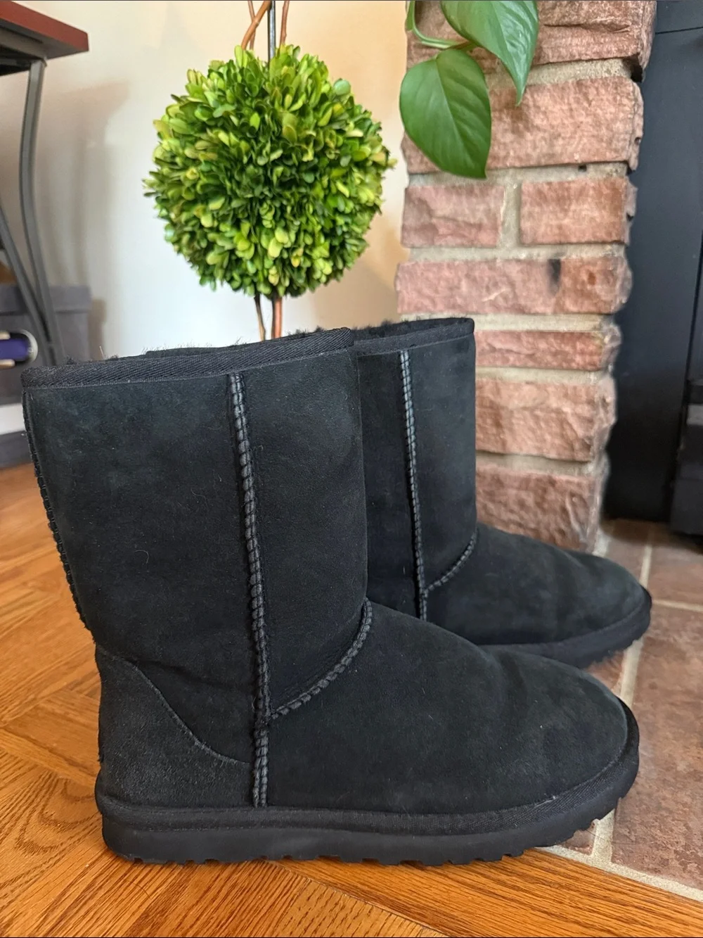 Barely Worn UGG Short Black Suede Classic Boots